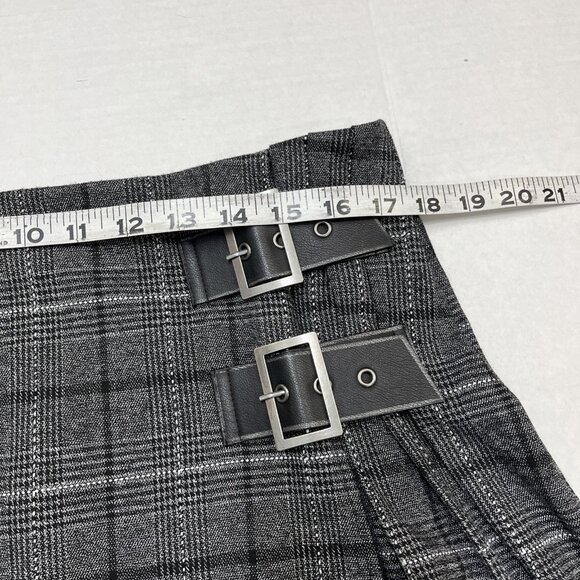 Rita Ora x Primark Skirt Womens 14 Gray Plaid Wrap Maxi Buckle Detail Grunge Y2K - Picture 5 of 6